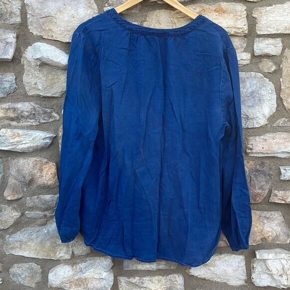 Old Navy chambray long sleeve v-neck blouse size XL - Picture 6 of 7